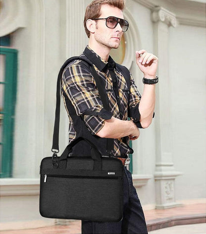 Laptop Bag 17 17.3 Inch, 360° Protective Laptop Case Sleeve with Shoulder Strap Compatible with 17-18 Inch Lenovo Asus Acer Dell Hp, Waterproof Computer Bag Slim Briefcase for Men Women, Black