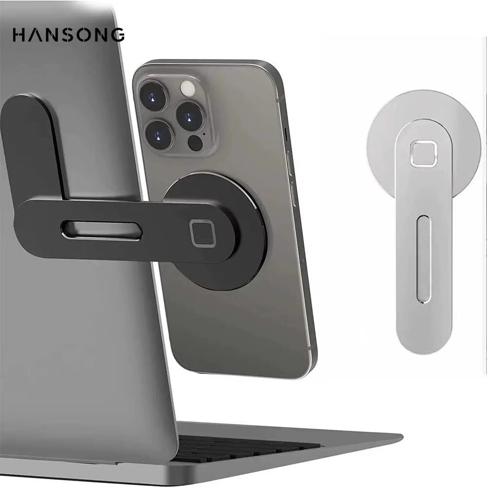 Adjustable Magnetic Laptop and Phone Holder with Foldable Design and Self-Adhesive Car Suspension Bracket