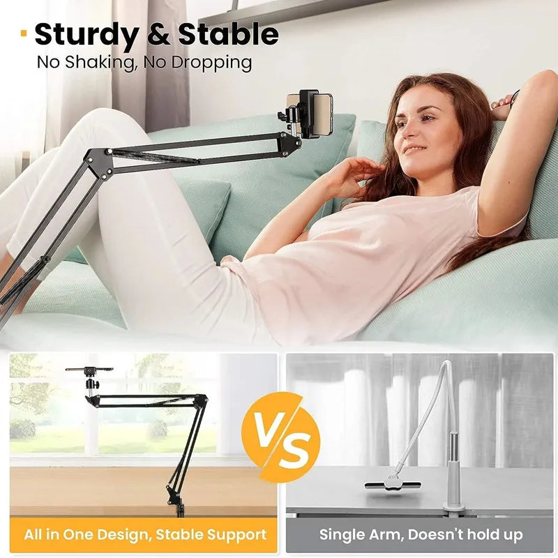 Flexible Arm Tripod for Phone Stand Table Folded Anchor Online Desktop Laptop Video Live Overhead Shot Photography