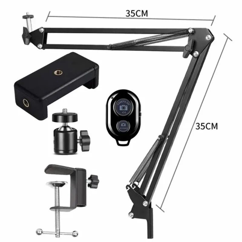 Flexible Arm Tripod for Phone Stand Table Folded Anchor Online Desktop Laptop Video Live Overhead Shot Photography