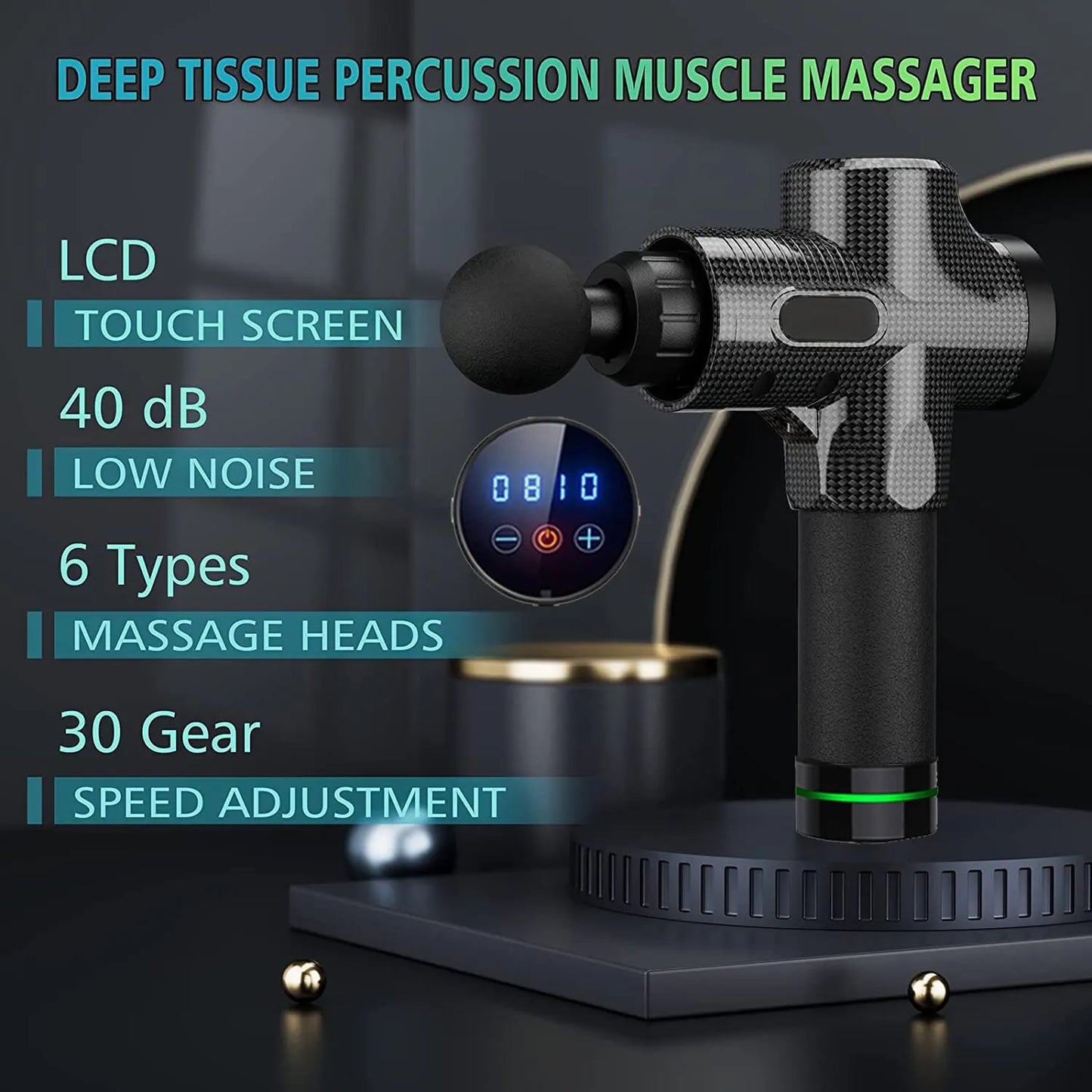 Deep Tissue Massage Gun Portable Facial Muscle Massager Massage Pistool for Back Neck Body Muscle Fitness Tool